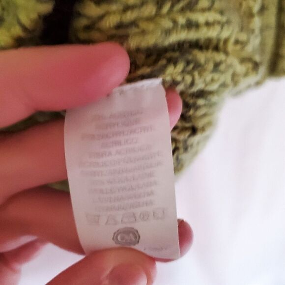 Vintage Green Ribbed Marled Chunky Knit Quarter Zip Sweater - Picture 4 of 4